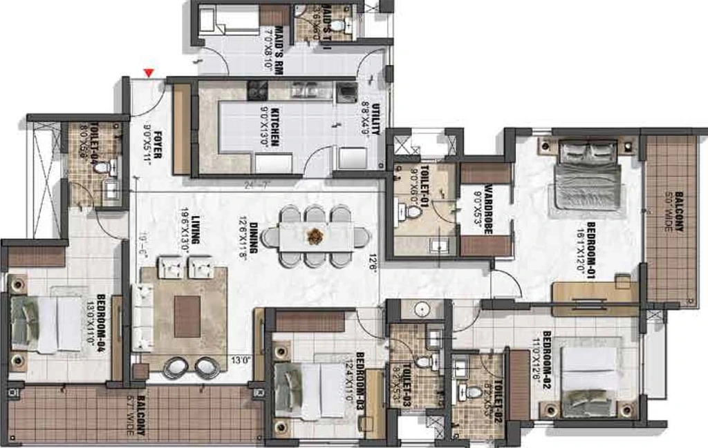 4 BHK Flat in Prestige Eden Gardens in Kalamassery, Kochi - Image 493109