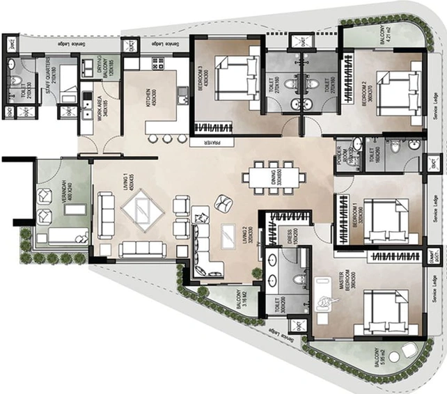 4 BHK Flat in SFS Bellagio in Vyttila, Kochi - Image 493149