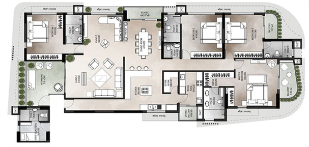 4 BHK Flat in SFS Bellagio in Vyttila, Kochi - Image 493150
