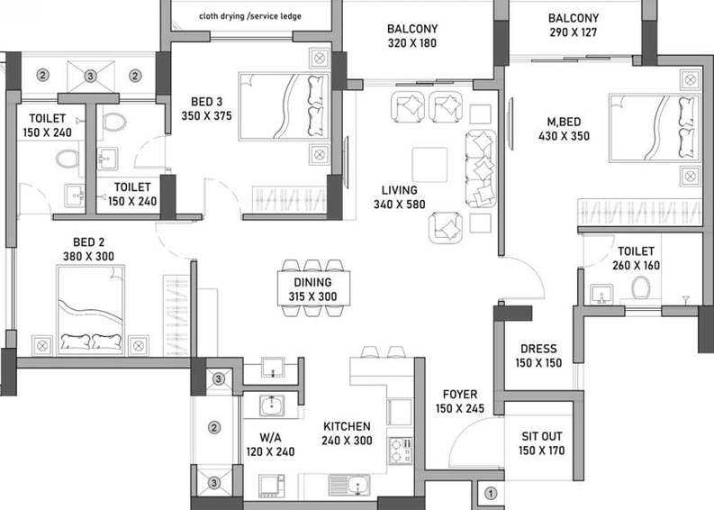 3 BHK Flat in SFS Highland Park in Thrikkakara, Kochi - Image 493192