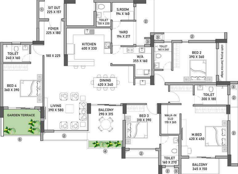 4 BHK Flat in SFS Highland Park in Thrikkakara, Kochi - Image 493195