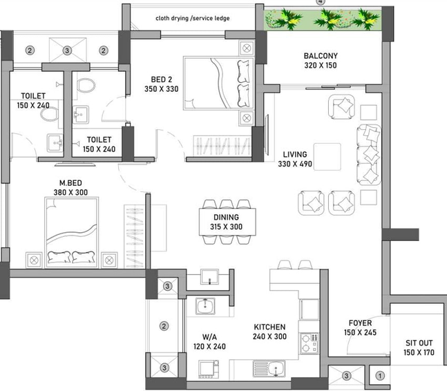 2 BHK Flat in SFS Highland Park in Thrikkakara, Kochi - Image 493191