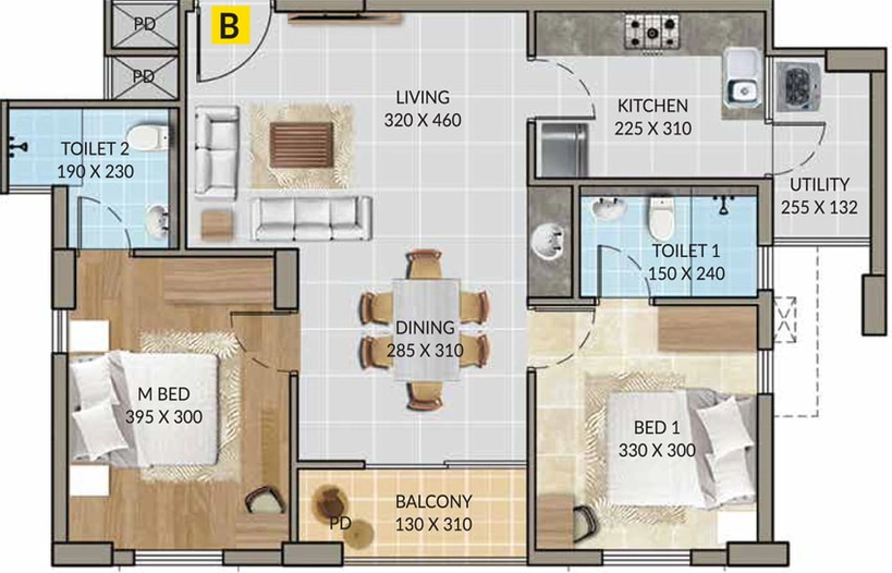 2 BHK Flat in Veegaland Springbell in Thrikkakara, Kochi - Image 493453
