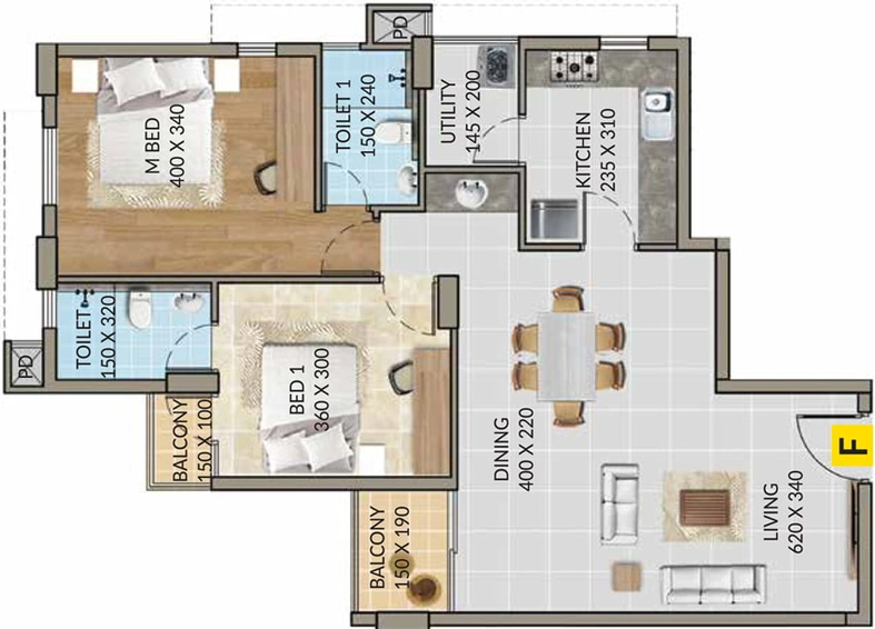 2 BHK Flat in Veegaland Springbell in Thrikkakara, Kochi - Image 493454