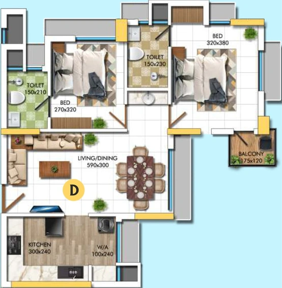 2 BHK Flat in DD Green Village in Edachira, Kochi - Image 506590