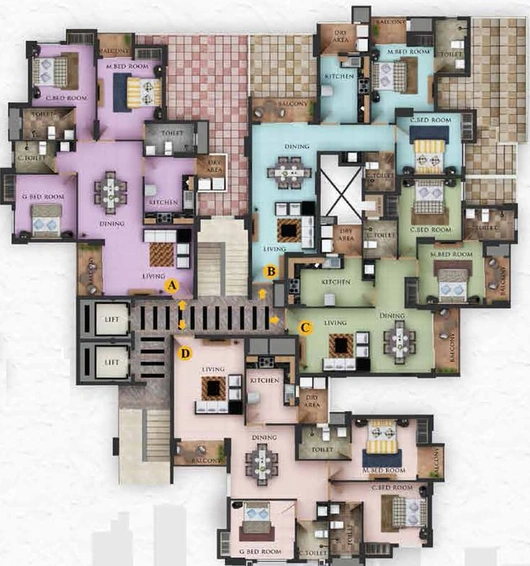 Floor Plan of Olive Ourania in Edappally, Kochi - Image 8929