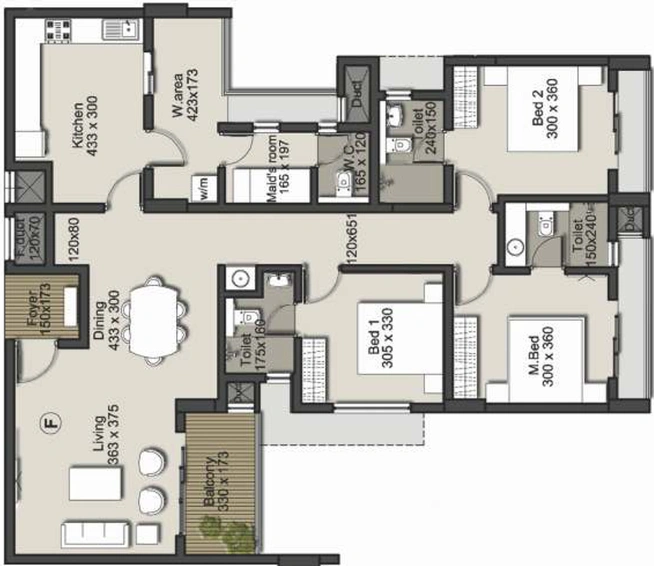 3 BHK Flat in Malabar Royal Olive in Vennala, Kochi - Image 413382