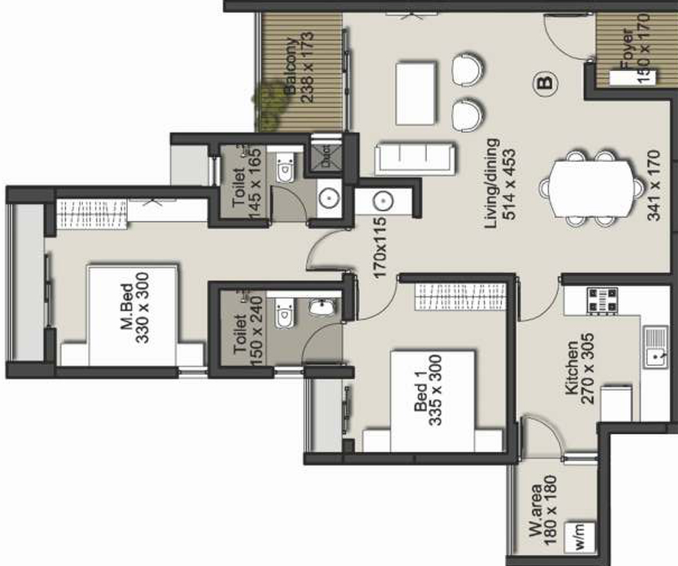 2 BHK Flat in Malabar Royal Olive in Vennala, Kochi - Image 413379