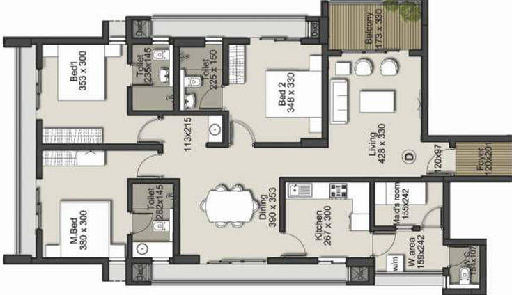 3 BHK Flat in Malabar Royal Olive in Vennala, Kochi - Image 413380