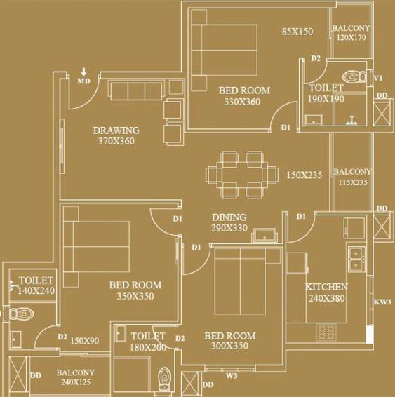 3 BHK Flat in Oxoniya Identity in Edappally, Kochi - Image 507452