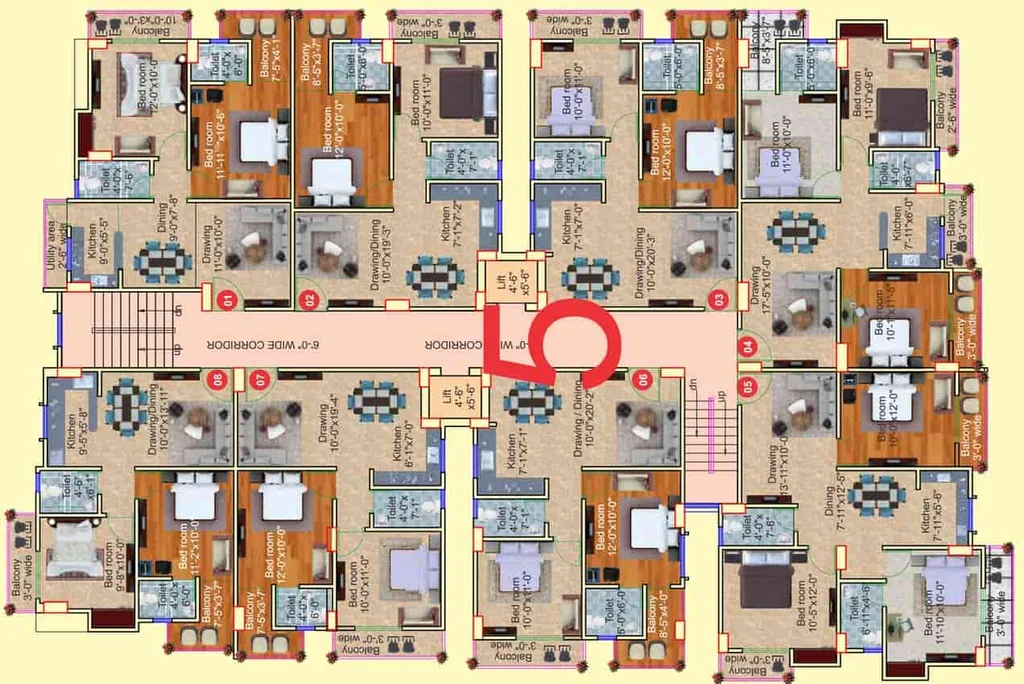 Floor Plan of RR Beur Mansion in Anisabad, Patna - Image 34619