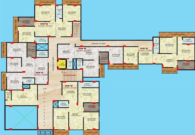 Floor Plan of Honest Hashmi Residency in Chitkohra, Patna - Image 14272