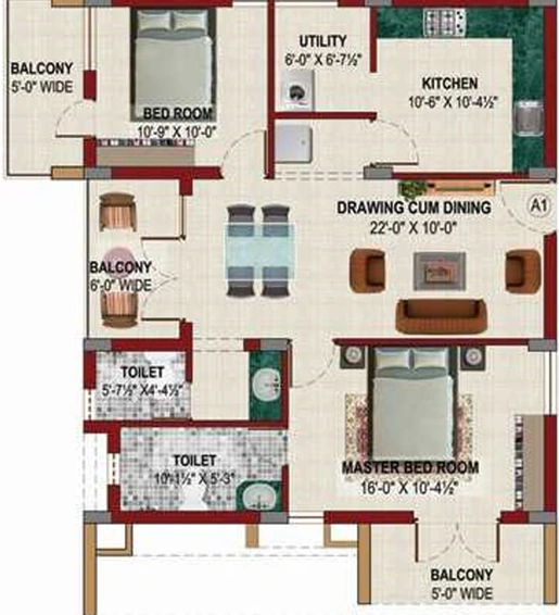 2 BHK Flat in Kovai Lifestyle Lakshya in Koundampalayam, Coimbatore - Image 390812