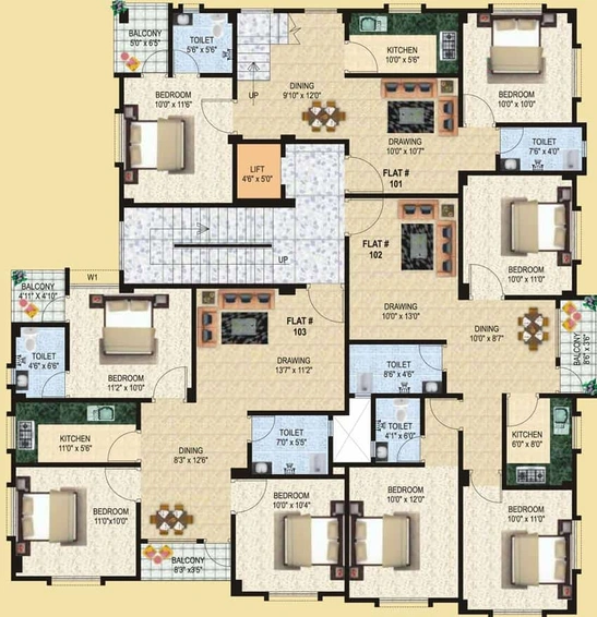 Floor Plan of Chhitij Surendra Sunrise Enclave in Nehru Nagar, Patna - Image 14376