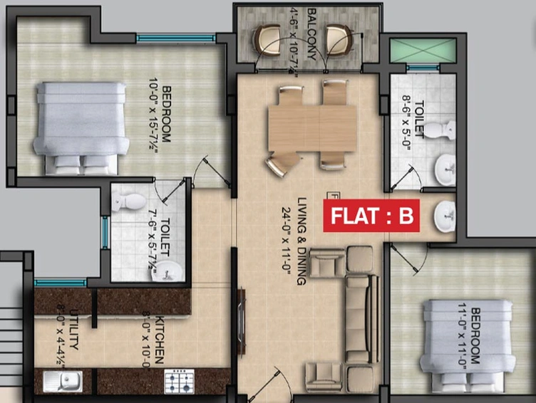 2 BHK Flat in Metro Park Apartment in Puliakulam, Coimbatore - Image 391082
