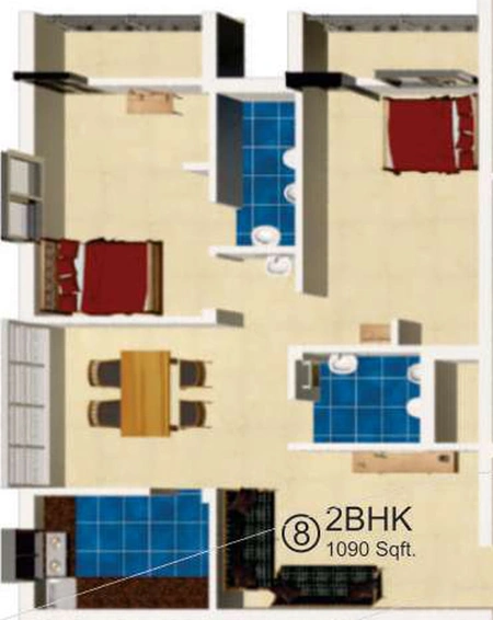 2 BHK Flat in Bivab Heritage in Sundarpada, Bhubaneswar - Image 498380