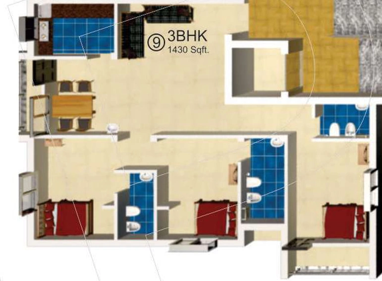 3 BHK Flat in Bivab Heritage in Sundarpada, Bhubaneswar - Image 498381