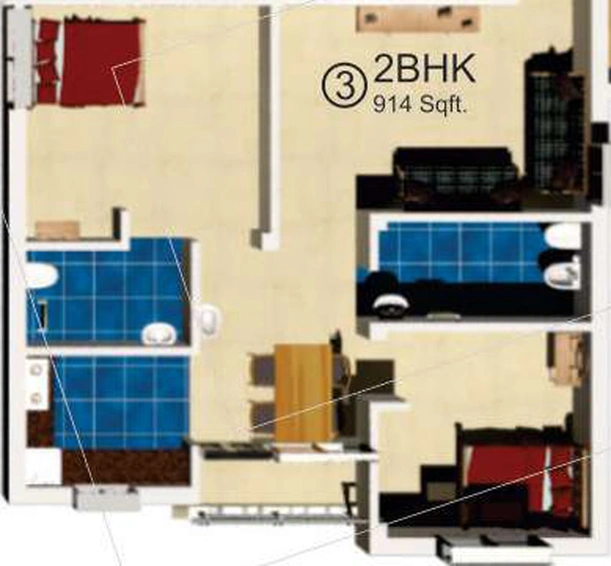 2 BHK Flat in Bivab Heritage in Sundarpada, Bhubaneswar - Image 498379