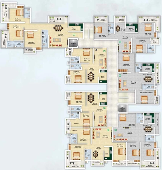 Floor Plan of Satvika Sapphire in Danapur, Patna - Image 34858