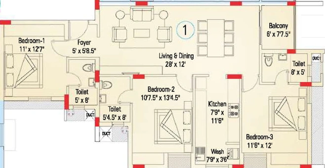 3 BHK Flat in Appaswamy The Bloomingdale in Pammal, Chennai - Image 414060