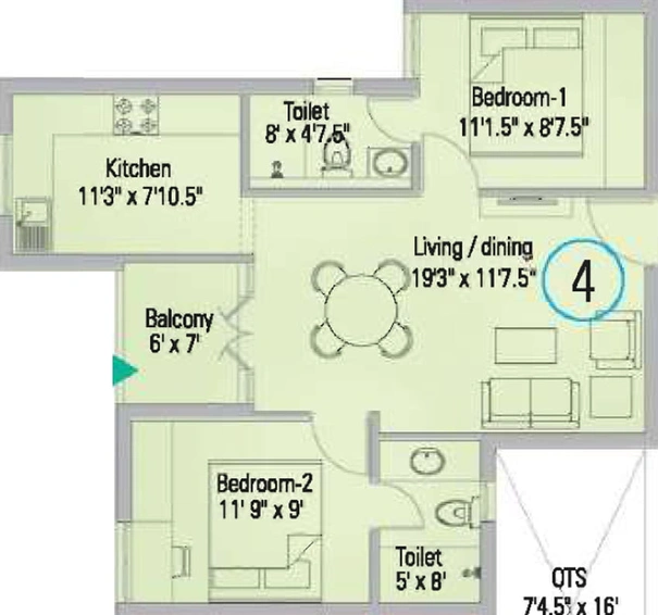 2 BHK Flat in Appaswamy The Bloomingdale in Pammal, Chennai - Image 414055