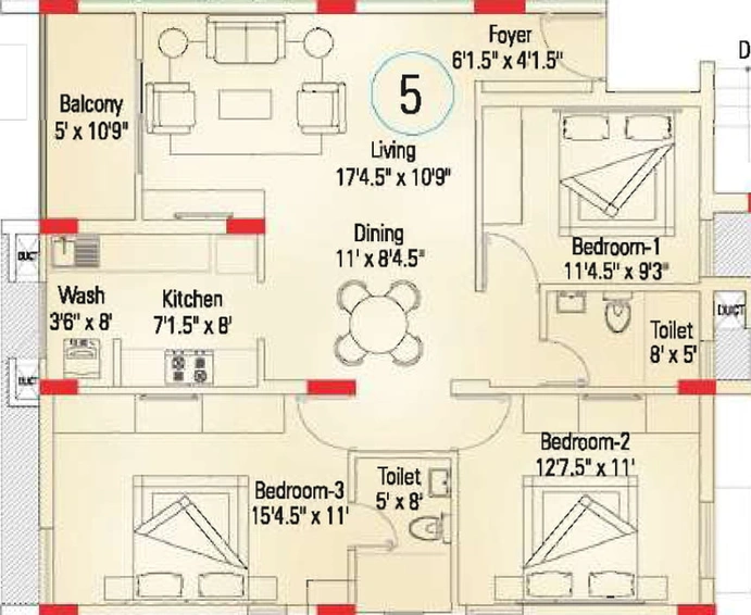 3 BHK Flat in Appaswamy The Bloomingdale in Pammal, Chennai - Image 414059