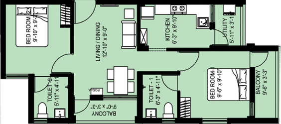 2 BHK Flat in Arun Excello Sindhuraa in Siruseri, Chennai - Image 413884