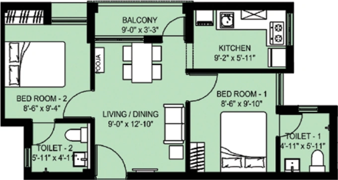 2 BHK Flat in Arun Excello Sindhuraa in Siruseri, Chennai - Image 413882