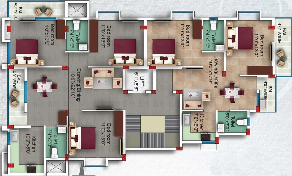 Floor Plan of Stairway Om Pride in Patrapada, Bhubaneswar - Image 50431