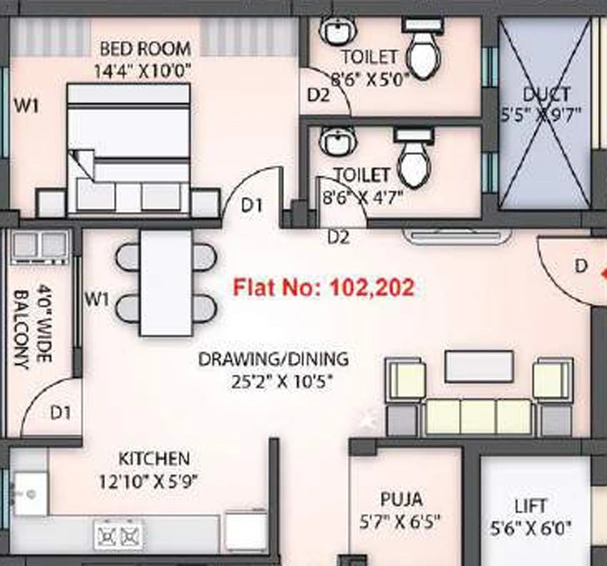 2 BHK Flat in Stairway Om Tara Residency in GGP Colony, Bhubaneswar - Image 395491