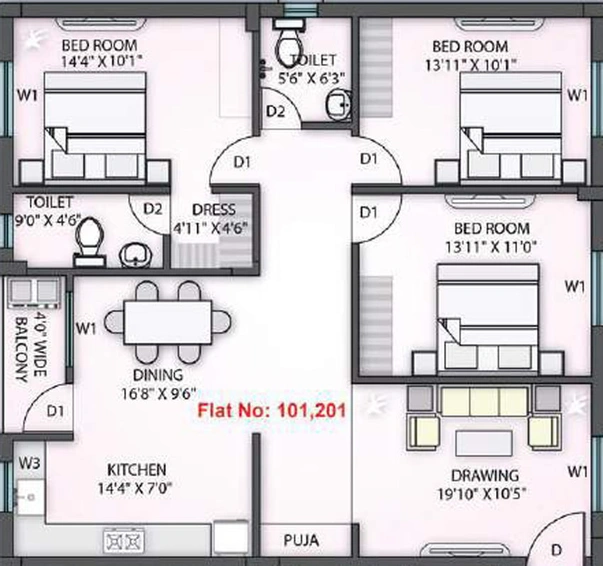 3 BHK Flat in Stairway Om Tara Residency in GGP Colony, Bhubaneswar - Image 395493