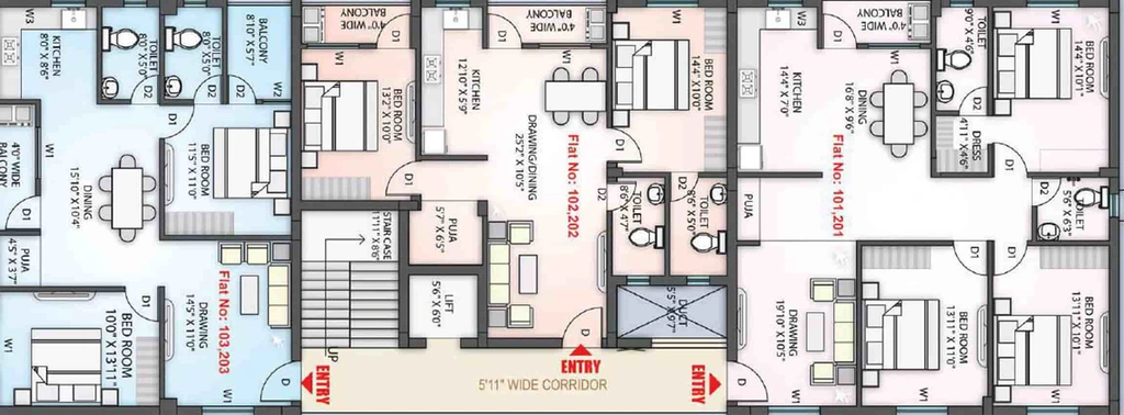 Floor Plan of Stairway Om Tara Residency in GGP Colony, Bhubaneswar - Image 7526