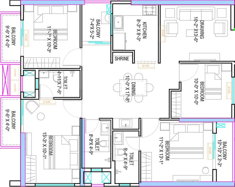 3.5 BHK Flat in Stalwart Skycity in Patia, Bhubaneswar - Image 393115