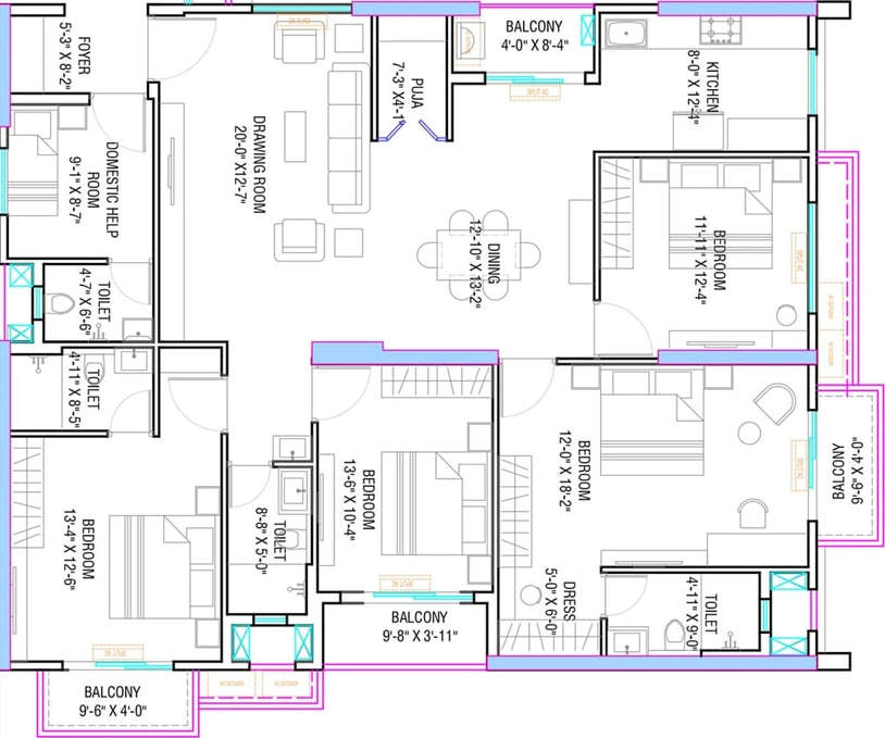4.5 BHK Flat in Stalwart Skycity in Patia, Bhubaneswar - Image 393119