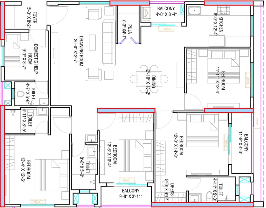 4.5 BHK Flat in Stalwart Skycity in Patia, Bhubaneswar - Image 393118