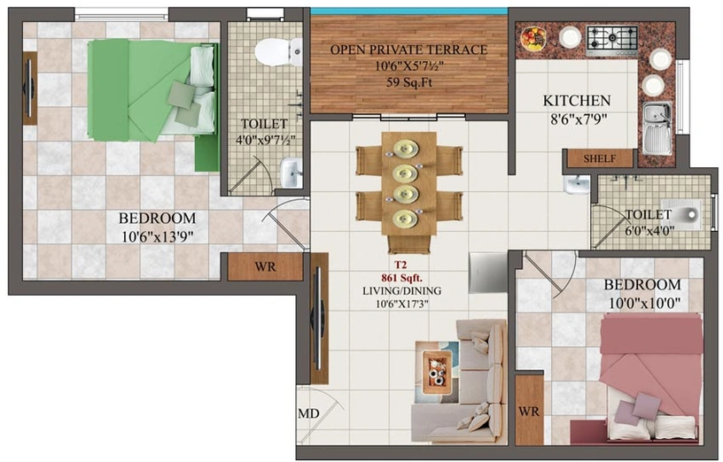 2 BHK Flat in Jananya Subranth in Pammal, Chennai - Image 415688
