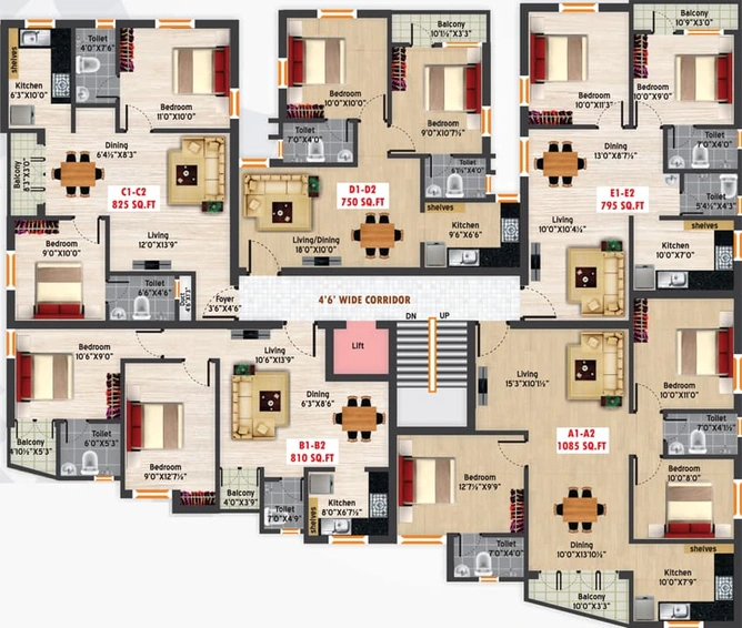Floor Plan of GP Peach Blossom in Korattur, Chennai - Image 9202