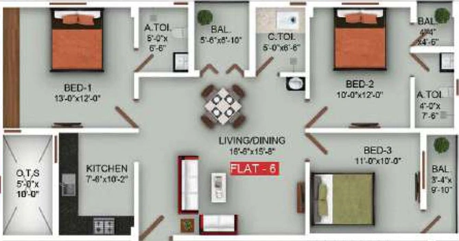 3 BHK Flat in Saradeuz Olympus in Perumbakkam, Chennai - Image 495792