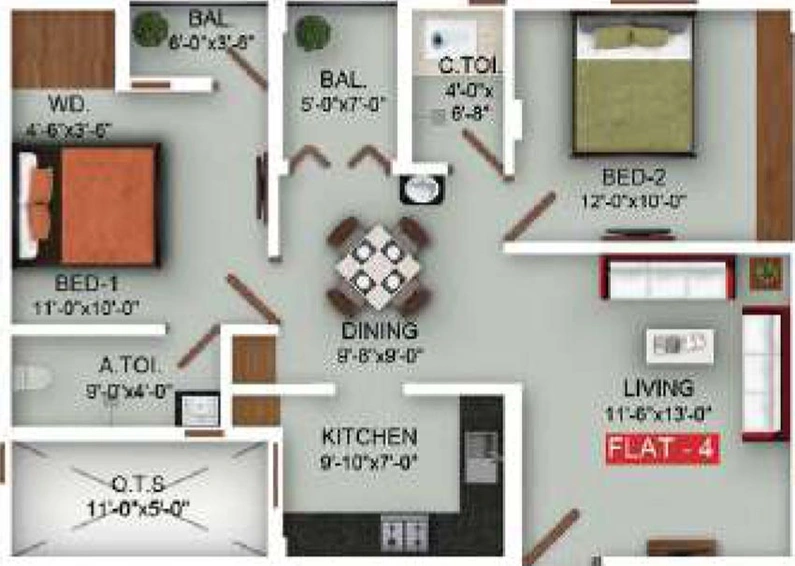 2 BHK Flat in Saradeuz Olympus in Perumbakkam, Chennai - Image 495790