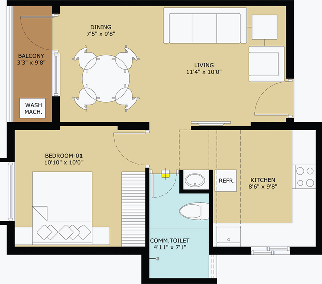 2 BHK Flat in TVS Emerald Flourish in Padappai, Chennai - Image 495732