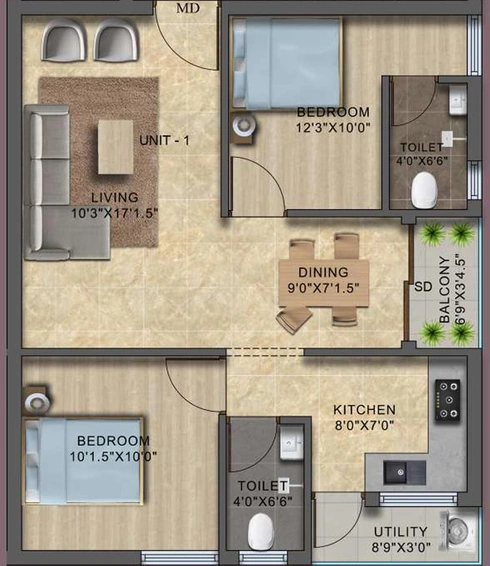 2 BHK Flat in SAS Royal View Enclave in Ambattur, Chennai - Image 415739