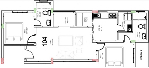 2 BHK Flat in Primeur Kalyan Homes in Saravanampatti, Coimbatore - Image 417436