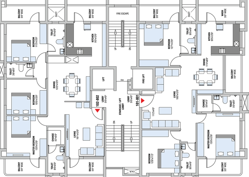 Floor Plan of JD Kanchan Trishna in Laxmi Nagar, Nagpur - Image 13264