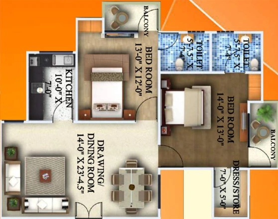 2 BHK Flat in Sukriti Sai Yash Residency in Faizabad Road, Lucknow - Image 435753