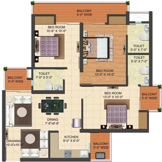 3 BHK Flat in SB Amaatra Crystal in NH 24, Ghaziabad - Image 643765