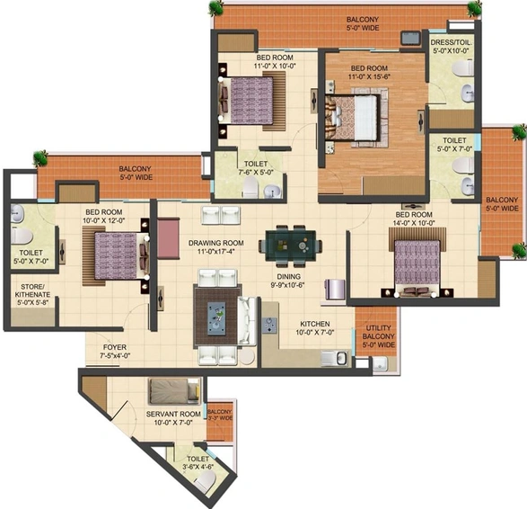 4 BHK Flat in SB Amaatra Crystal in NH 24, Ghaziabad - Image 643766