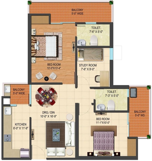 2 BHK Flat in SB Amaatra Crystal in NH 24, Ghaziabad - Image 643764