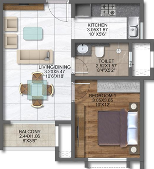 1 BHK Flat in Brigade Sanctuary in Whitefield, Bangalore - Image 490883
