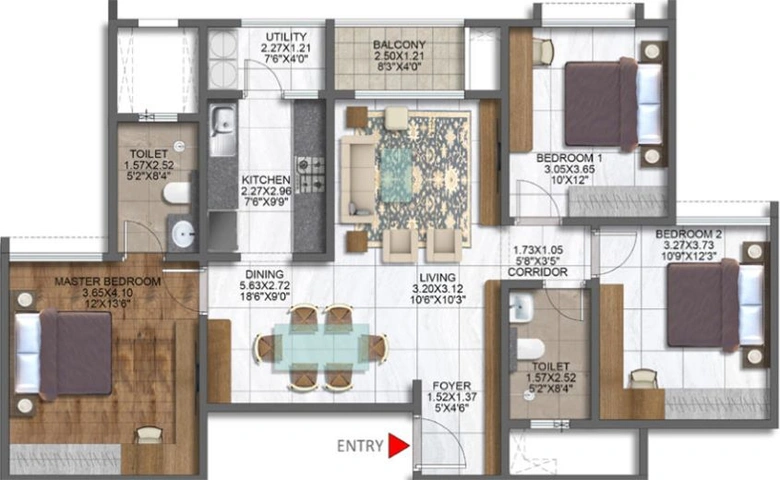 3 BHK Flat in Brigade Sanctuary in Whitefield, Bangalore - Image 490884