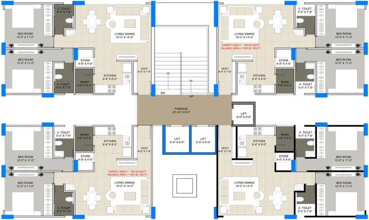 Floor Plan of Samprati Palace in Vesu, Surat - Image 102232